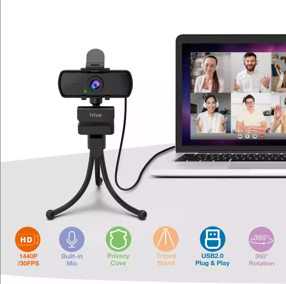 1440p Webcam With Microphone Tripod