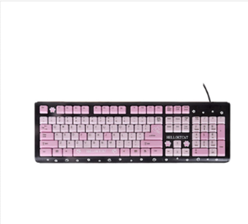 Cartoon Cute Pink Waterproof Wired Keyboard