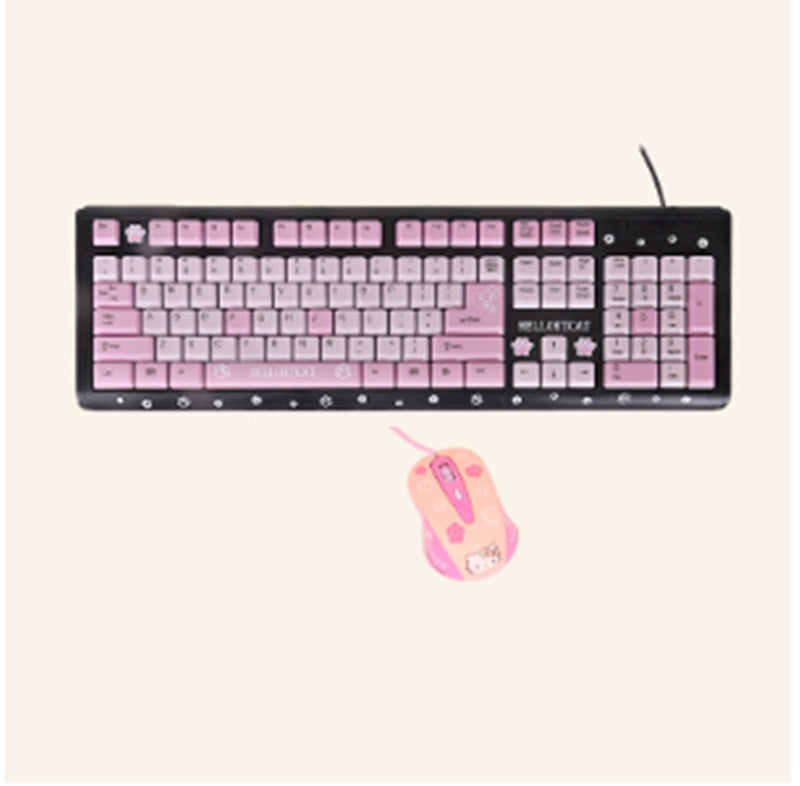 Cartoon Cute Pink Waterproof Wired Keyboard