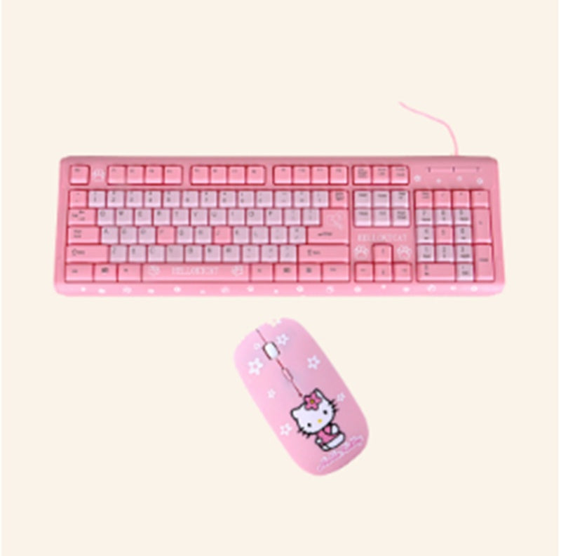 Cartoon Cute Pink Waterproof Wired Keyboard