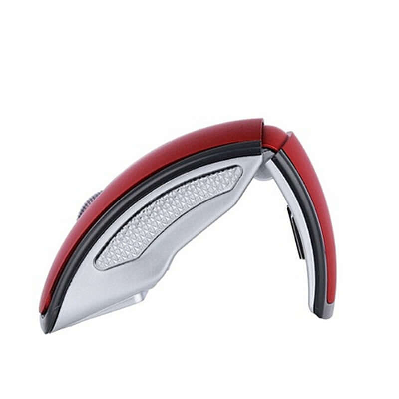 Wireless Foldable Mouse for Travel and Office Use in a sleek red and silver design, compact and portable.