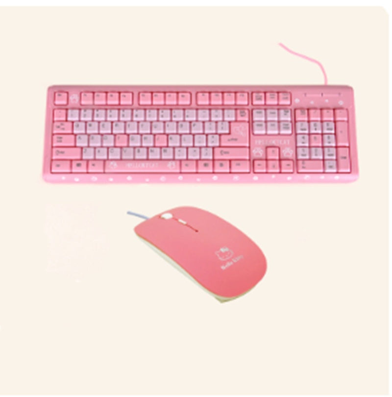 Cartoon Cute Pink Waterproof Wired Keyboard