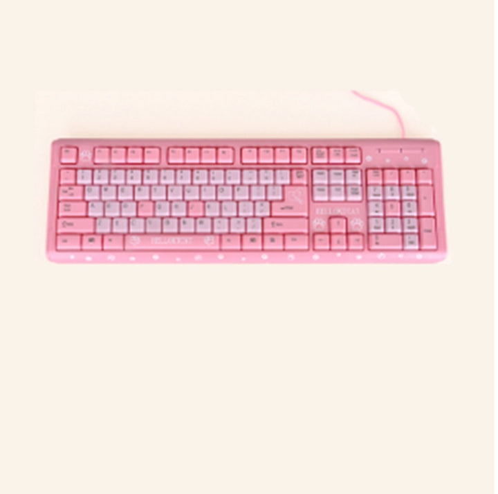 Cartoon Cute Pink Waterproof Wired Keyboard