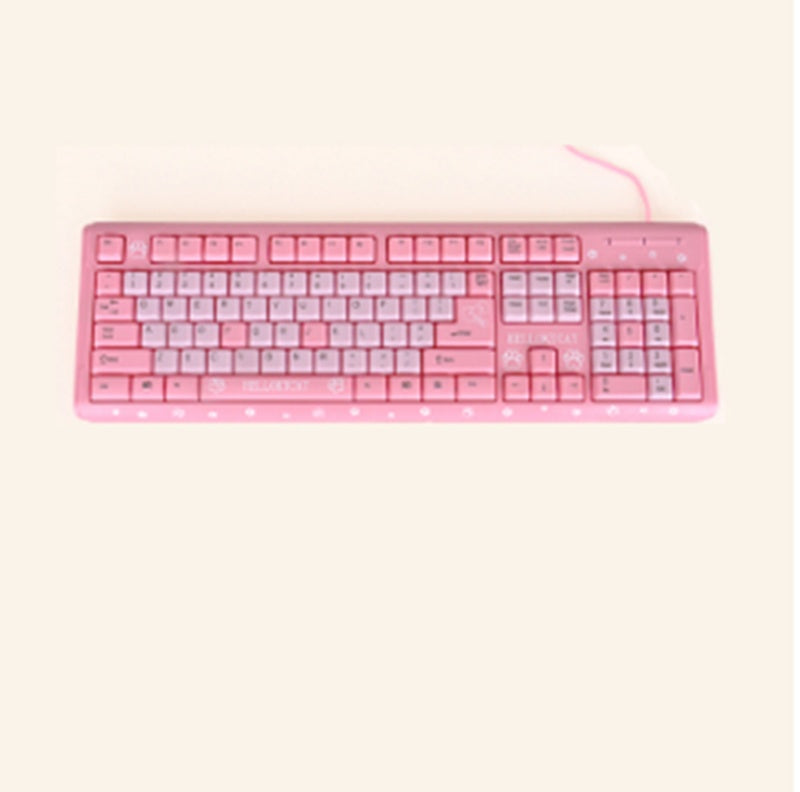 Cartoon Cute Pink Waterproof Wired Keyboard