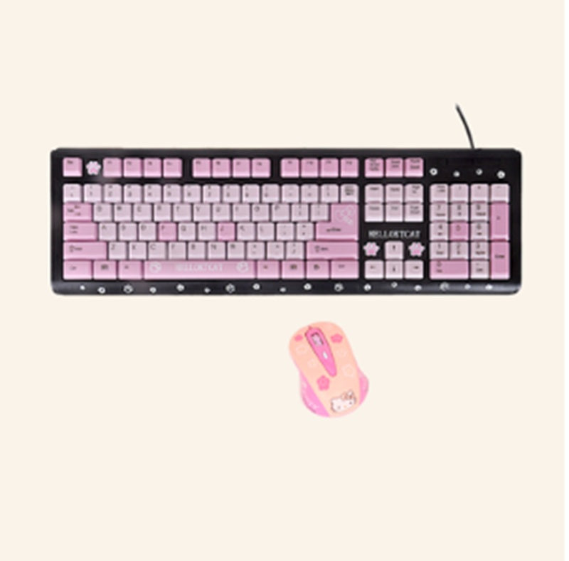 Cartoon Cute Pink Waterproof Wired Keyboard