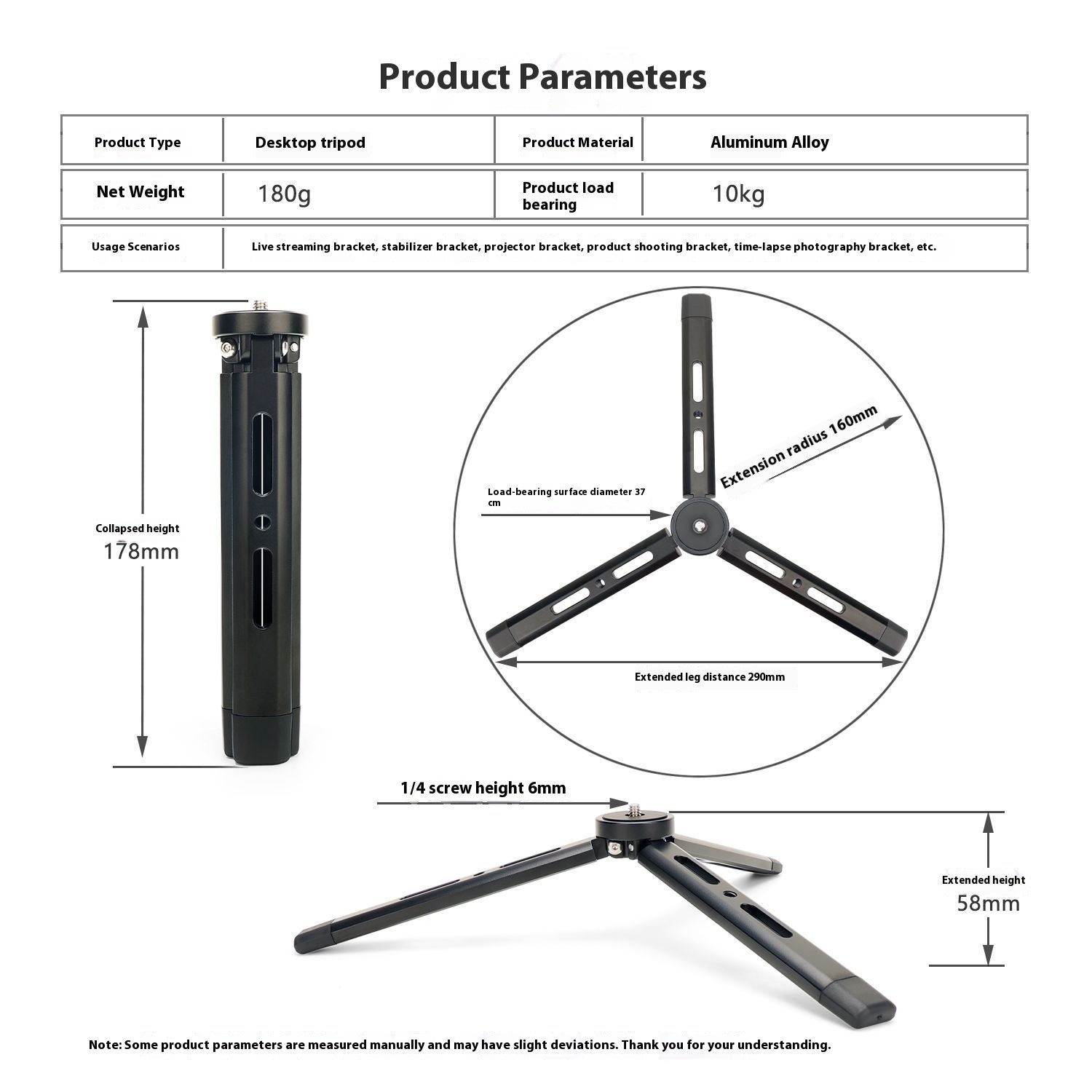 Aluminum Alloy Desktop Mobile Phone Tripod