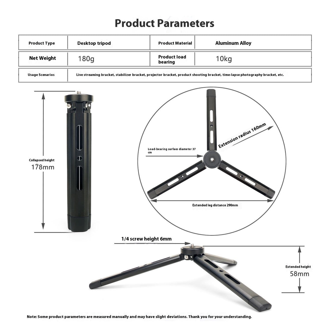 Aluminum Alloy Desktop Mobile Phone Tripod