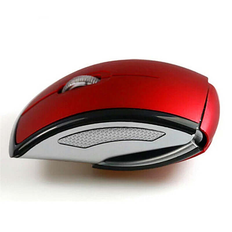 Wireless Foldable Mouse for Travel and Office Use in sleek red design with ergonomic shape.