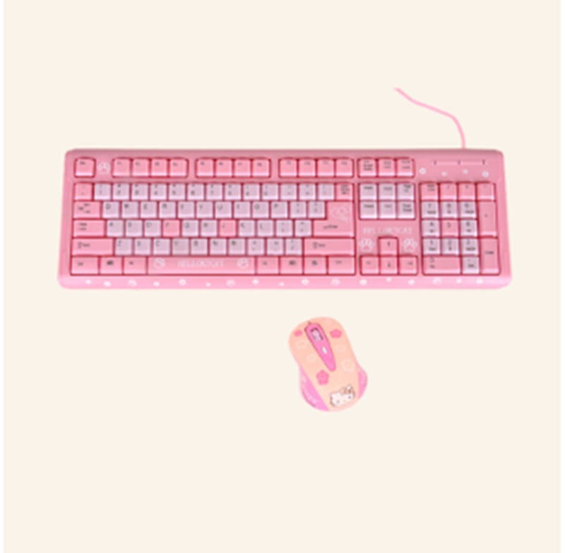 Cartoon Cute Pink Waterproof Wired Keyboard