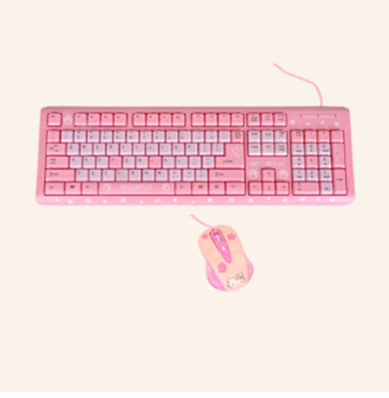 Cartoon Cute Pink Waterproof Wired Keyboard