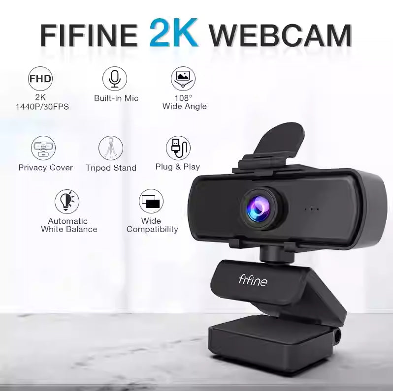 1440p Webcam With Microphone Tripod