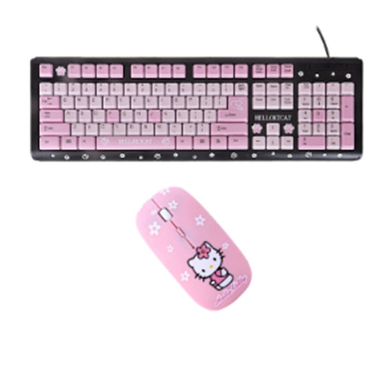 Cartoon Cute Pink Waterproof Wired Keyboard